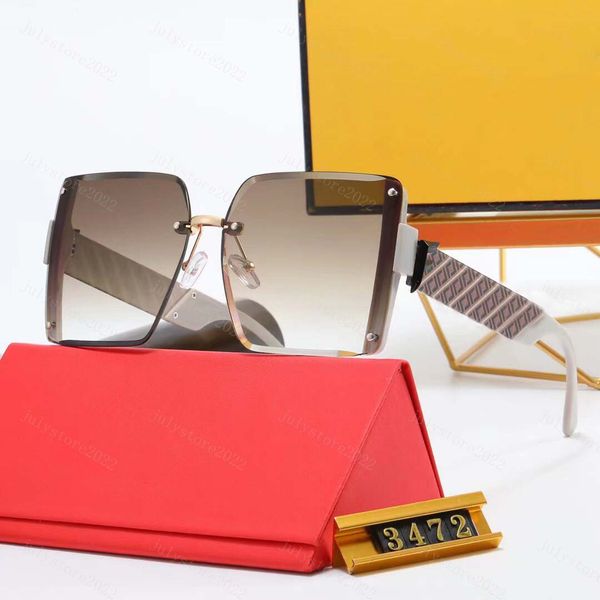 Venta al por mayor Gafas de sol de diseñador para hombres Mujeres Vintage Lujo Medio marco de metal Moda Polarizado F Gafas de sol Gafas UV400 con caja y estuche