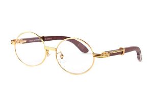 Lunettes de soleil en gros-designer pour femmes lunettes de corne de buffle pour hommes sans monture avec lentille ronde lunettes de soleil de buffle en métal doré avec étui