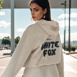 Gros Designer Survêtement Femmes Blanc Fox Sweat À Capuche Ensembles Deux 2 Pièces Ensemble Femmes Vêtements Vêtements Ensemble Sportif À Manches Longues Pull À Capuche Survêtements Printemps