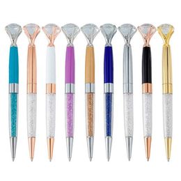 Stylo diamant en gros Big Crystal Ballpoint stylos avec une recharge noire huileuse, une papeterie Twisty Stationery