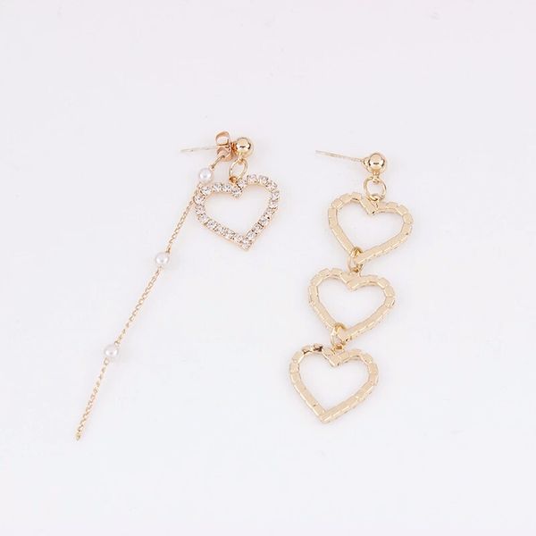 Gros-diamants boucles d'oreilles pendantes pour femmes mode lien chaîne perles lustre asymétrique boucle d'oreille S925 argent aiguille amour bijoux de luxe