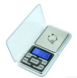 Échelles numériques Digitals Bijoux Scale Gold Silver Coin Grain Gram Pocket Size Herb Mini Electronic Backlight Mesury Scales 100g 200g / 0,01g 500g / 0,1g