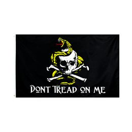 3x5fts 90x150cm Bot Black Skull Gadsden Flag Groothandel Directe fabrieksprijs 100% polyester