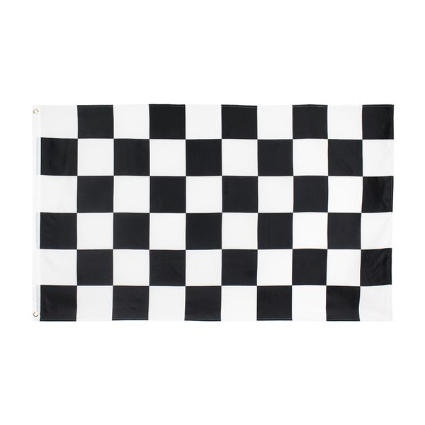 Drapeau de voiture de course à carreaux carrés noirs et blancs, 90x150CM, prix d'usine direct en gros, 3x5 pieds