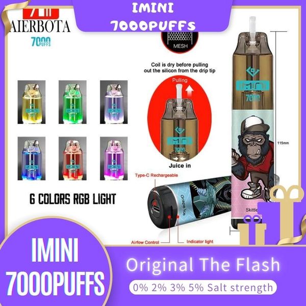 Commerce de gros Ecig jetable 7000 Puff 20 saveurs Air Dispositif réglable Vapeur étanche Vape jetable pour Tornado avec OEM ODM Service Puff 7K 9K avec logo personnalisé