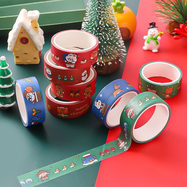 Venta al por mayor DIY cintas de Navidad fiesta de dibujos animados mano cuenta papelería pegatinas arte de colección de recortes Washi Tape regalo de decoración de Navidad