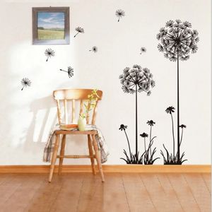 Venta al por mayor DIY diente de león calcomanías de pared pegatinas dormitorio sala de estar arte pegatinas de pared PVC autoadhesivo papel tapiz de flores decoración del hogar