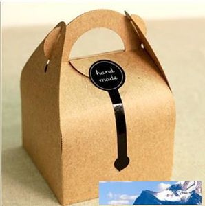 Cajas de pastel con mango de papel Kraft para regalo DIY, embalaje de panadería para bodas, suministros para fiestas, 10*10*14,5 cm