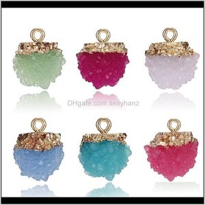 Gros bricolage bijoux faits à la main accessoire coloré imitation minerai Stberry résine Druzy boule pierre pendentif charmes colliers bracelet K1Lzs Z51Pw