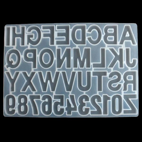 Venta al por mayor DIY Molde de resina de silicona para letras molde de letras alfabeto número moldes de silicona joyería llavero moldes de fundición A217095