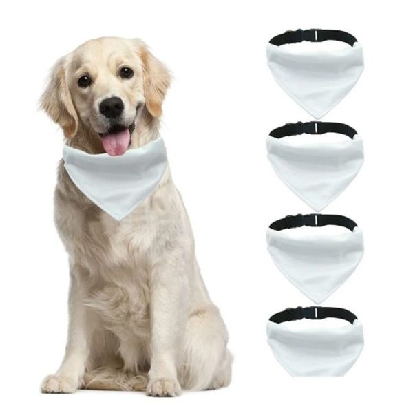 Vente en gros de vêtements pour chiens Sublimation Collier d'écharpe de chien blanc Triangle blanc Bandana pour animaux de compagnie avec boucle réglable pour chiens et chats Colliers de chien LT824