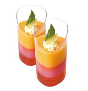 Venta al por mayor Drinkware 3 OZ Vasos de postre de plástico Mini taza de aperitivo desechable o reutilizable Triángulo transparente Tazón de parfait inclinado para fiesta PH