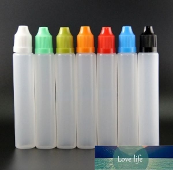 bouteilles de compte-gouttes en gros 30 ml avec capuchons de sécurité à l'épreuve des enfants mamelons de forme de stylo LDPE Matière plastique pour la mode liquide