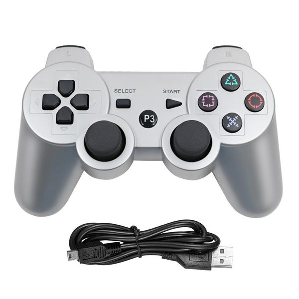 Venta al por mayor Dualshock 3 Joysticks Bluetooth inalámbricos para PS3 Controles de control de vibración Joystick Gamepad para controladores de juegos PS Ps3 Tiene logotipo con caja al por menor