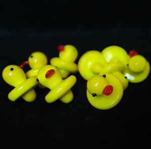 Gros Canard UFO Carb Cap Solide Couleur Verre Jaune Dôme De Canard 24mm pour 4mm Thermique P Quartz Banger Ongles Pipe À Eau Bangs en stock