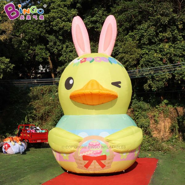 wholesale Publicidad de Pascua Inflable Pato encantador con orejas de conejo Inflación Modelo animal de dibujos animados Huevos soplados por aire Fiesta de eventos