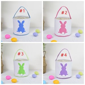 Groothandel Pasen Mand Feestelijke schattige Bunny Oor Emmer Creative Candy Gift Bag Easters Rabbit Egg Tassen met konijnenstaart Wll1264