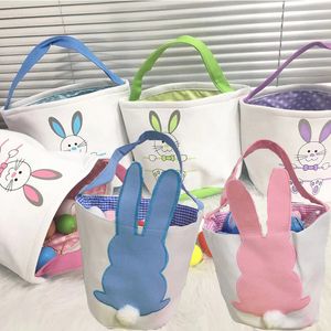 Groothandel Pasen Bunny Bag Feestelijke Leuke Konijn Oren Mand met pluche Staart Draagbare Winkelen Manden Party Decoration Gift Tassen