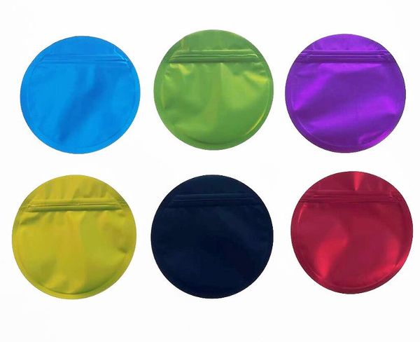 Sacs Mylar de forme spéciale ronde en gros 3,5 Foil Sachets de forme unique et de forme unique avec des sacs d'emballage coupés en plastique à glissière