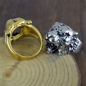 Groothandel- effect driedimensionale trend tijger ring luxe designer sieraden persoonlijkheid dominante titanium stalen heren ring gratis verzending