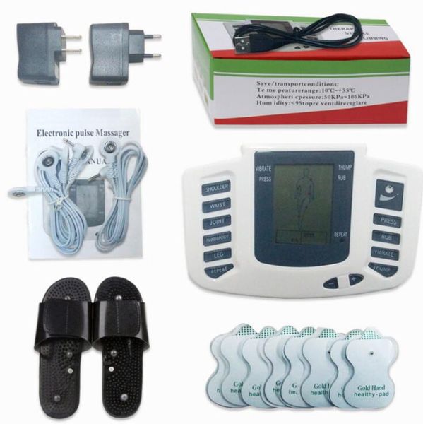 Stimulateur électrique en gros Corps complet Relax Muscle Masseur numérique Pulse TENS Acupuncture avec pantoufle de thérapie 16 électrodes