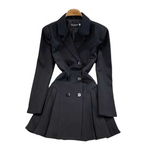 Mini robe Blazer noire élégante à manches longues, grande taille, vente en gros, pour femmes