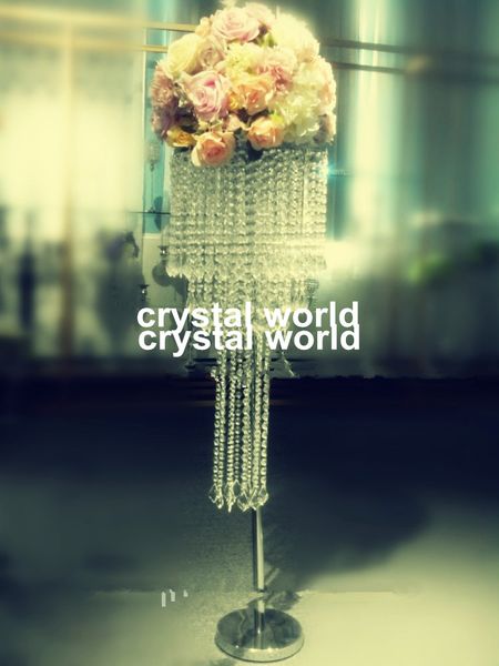 vente en gros élégant nouveau design mode cristal grand stand de fleurs / décoration de table de mariage