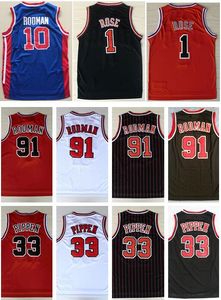 Broderie en gros BestQuality 1 # Derrick Rose Sport respirant 33 Scottie Pippen Jersey pas cher 91 Dennis Rodman Sportswear Jersey cousu