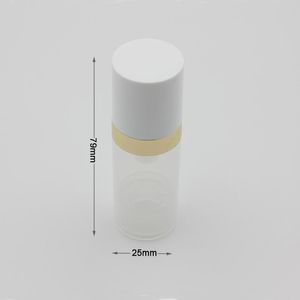 wholesale Botellas vacías con bomba sin aire de 10 ml, loción, botella de vacío de plástico transparente para cosméticos con anillo de oro plateado ZZ