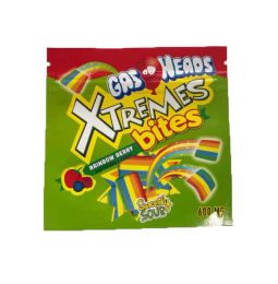 Groothandel Lege 600 mg gaskoppen Mylar-zakken Geurbestendig Xtremes Bites Rainbow Berry Zoetzure Gummies-pakket