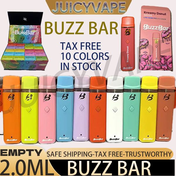 Vente en gros vide Buzz Bar jetable le plus récent 2.0ML CASE Kits d'emballage Kit de produits jetables vides avec des boîtes HongKong en stock Pods buzzbar packwoods dabwoods runty x runtz