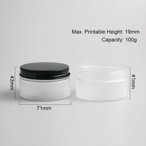 Récipients de crème cosmétique vides en gros de givre pots de crème 100cc 100ml pour les bouteilles en plastique d'emballage de cosmétiques avec des couvercles en métal 24 x 100g