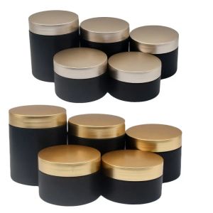 wholesale Vide PET Gel Noir Crème Pot Bouteille Rechargeable Or Argent Couvercle En Plastique Dia.68mm Emballage Cosmétique Conteneur Crème Pour Le Visage LL