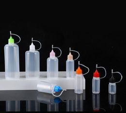 Groothandel lege plastic fles met metalen tips 5 ml 10 ml 15 ml 20 ml 30 ml druppels fles met naalddop voor vloeibaar oogsap