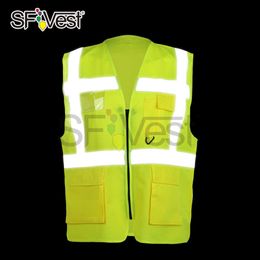 Reflecterend vest Groothandel en ISO 20471 Veiligheid Road Workplace Traffic Man's Reflective Vest met zakken