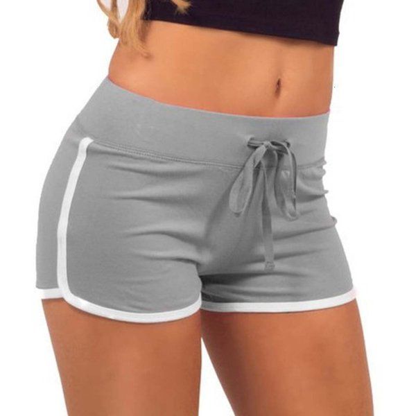 Vente en gros - Esportes Séchage Rapide Cordon Femmes Running Shorts Anti Vidé Coton Contraste Taille Élastique Correndo Gym Yoga 03