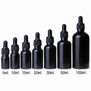 Bouteilles compte-gouttes en verre pour huiles essentielles, 7 bouchons, 5ml, 10ml, 15ml, 20ml, 30ml, 50ml, 100ml, pour jus électronique, vente en gros