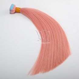 Groothandel Europese Russische 100% Menselijk Haarverlenging Dubbel getrokken 100g # 60 # 613 Pink Virgin Remy Tape in Hair Extension Straight