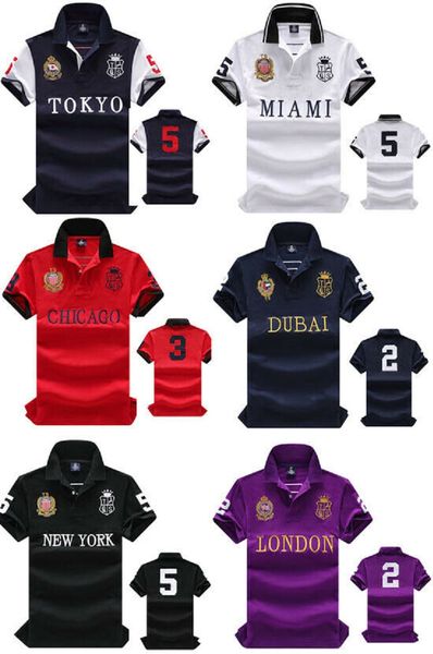 wholesale Polos de créateurs européens et américains T-shirt de créateur à manches courtes pour hommes brodé de polos de la série de villes américaines été nouveau haut de gamme 5XL