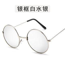 Lunettes de simplicité en gros-européennes et américaines pour hommes lunettes de soleil en métal à monture ronde rétro prince miroir lunettes de soleil tendance lunettes de soleil