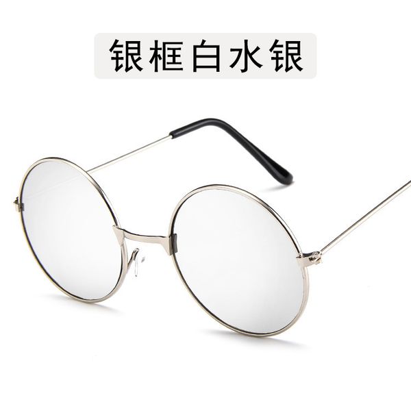 Gafas de simplicidad al por mayor-europeas y americanas para hombres gafas de sol de metal con montura redonda espejo retro príncipe gafas brillantes gafas de sol de tendencia