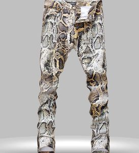 Jeans imprimés de style gros-européen et américain pour hommes, pantalons imprimés léopard, pantalons en denim droits et slim pour hommes Livraison gratuite