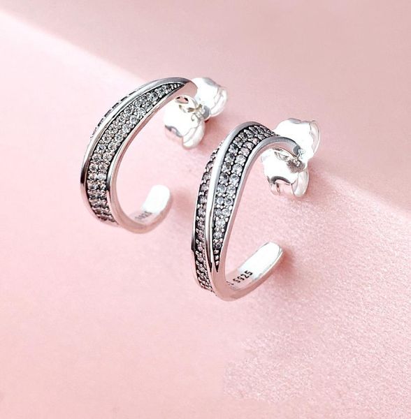 Boucles d'oreilles élégantes en gros-européennes pour bijoux avec boîte d'origine en argent sterling 925 CZ diamant dames boucles d'oreilles cadeau5278728