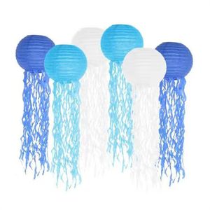 Venta al por mayor Evento Decoración de fiesta Jelly Fish Linternas de papel Linterna colgante para tema de sirena bajo el mar Océano Decoraciones para fiesta de cumpleaños