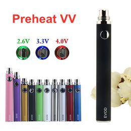 Batteries de préchauffage EVOD 510 fils Batterie de vape à tension réglable 1100mAh VV pour réservoir Liberty Cartouches en céramique de verre