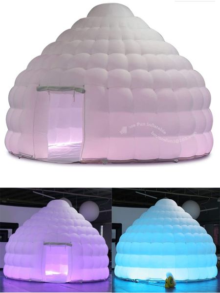 wholesale Exquisita tienda de campaña iglú con cúpula inflable blanca de 4mdiax3.16mh con luz LED Casa de aire de lujo para publicidad de eventos justos008