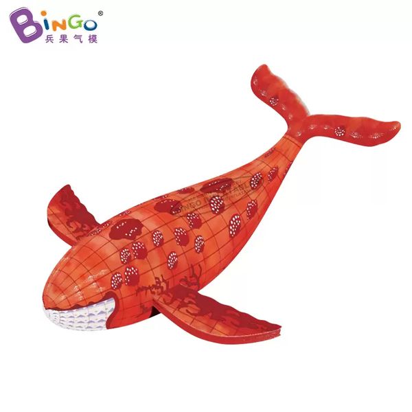 wholesale Exquisita exhibición de artesanías inflable ballena roja colgada con luces explotan globos de animales del océano para juguetes de decoración de eventos de fiesta al aire libre