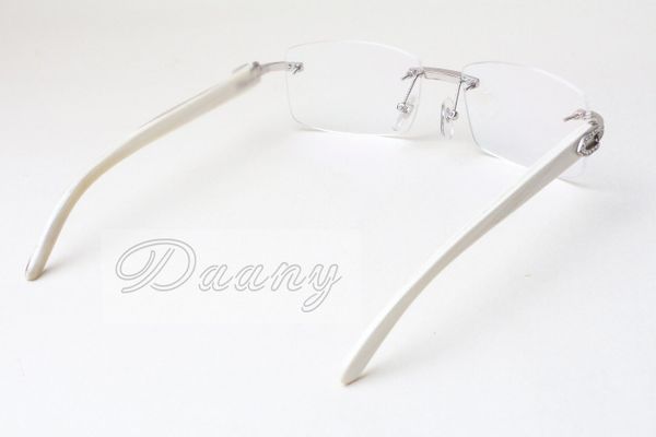 Grossiste-Monture de lunettes, monture de lunettes, T3524012, corne de rhinocéros naturelle blanche, lunettes carrées en diamant, 58-18-140mm