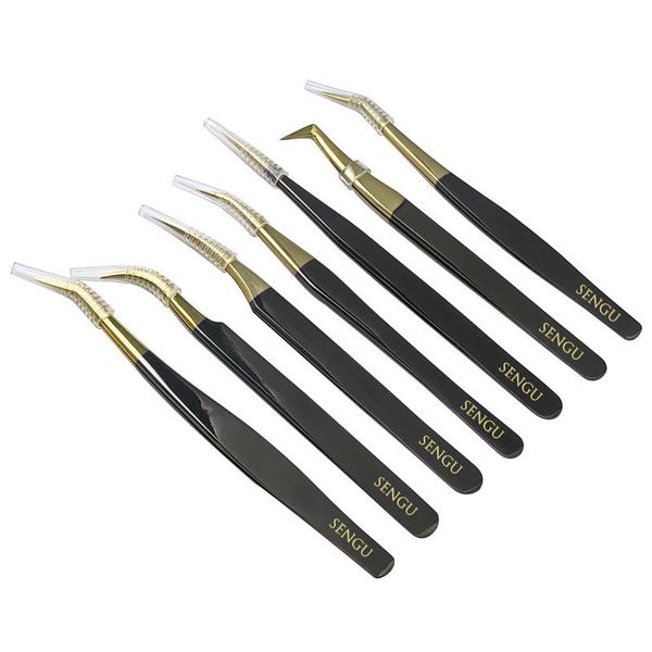 Pince à greffer les cils en gros Bigoudi de haute précision Clips à pointe incurvée droite Extension de cils professionnels Outils de maquillage de beauté