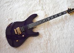 Livraison gratuite! Guitare électrique violette personnalisée en gros avec double rock, matériel en or, micros SH 0521